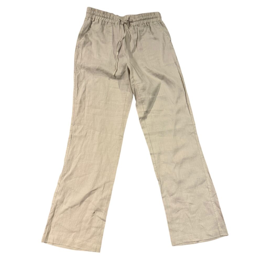 Neiman Marcus‎ beige linen pants M NWT, preppy, drawstring waist, resort